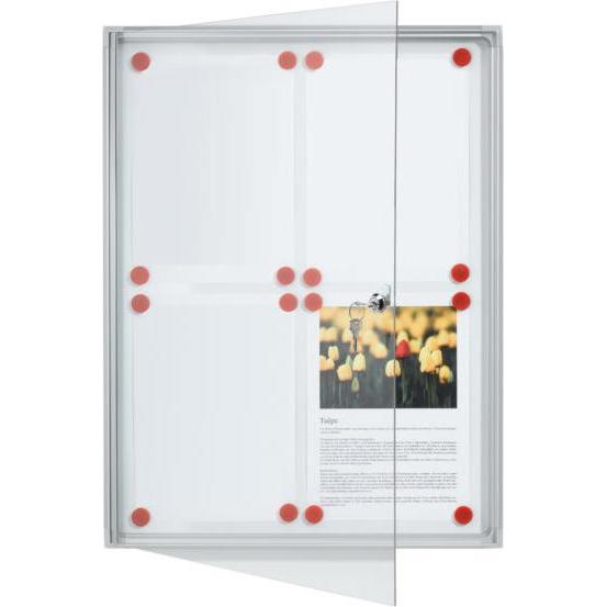 Thumbnail - Franken, Informationsschild, Flachschaukasten 79x98x3.5cm Innenbereich magnetisch Flügeltuer Alu