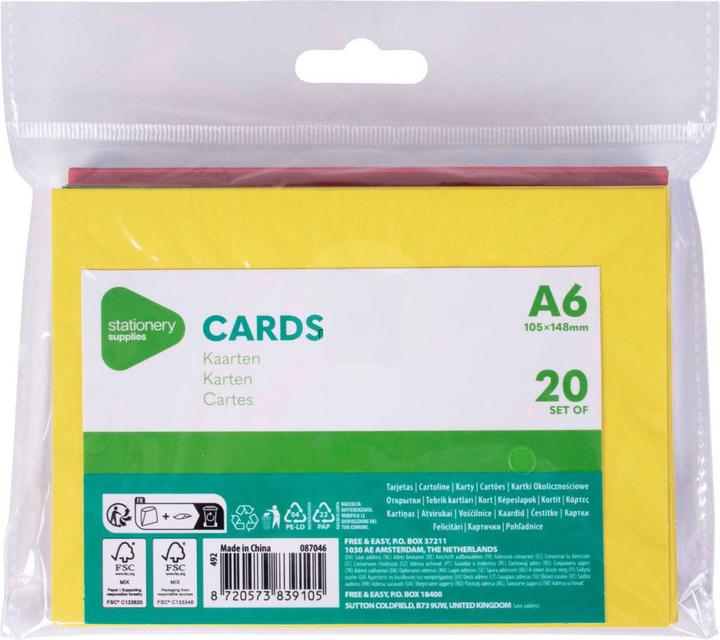 Gekleurde kaarten A6, 20 stuks. (20 Pcs.)