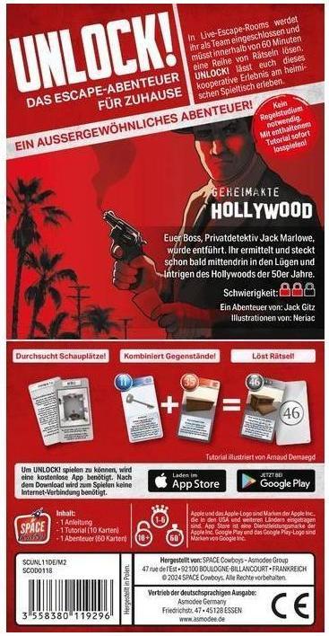 Actual product image Asmodée Unlock! Secret Hollywood (single scenario) (German)