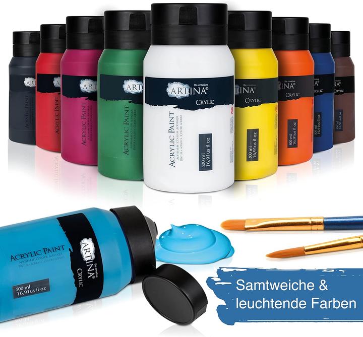 Produktbild Artina 24-teiliges Acrylfarben-Set (24x500ml, wasserfest) (Mehrfarbig, 500 ml)