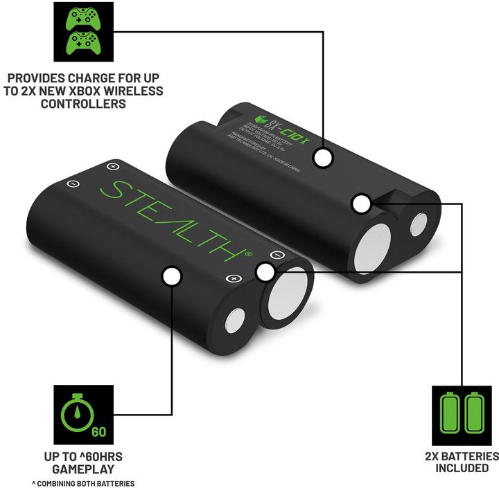 Actual product image Stealth Twin Rechargeable Battery Packs (Xbox Series X, Xbox One X, Xbox One S, Xbox Series S)