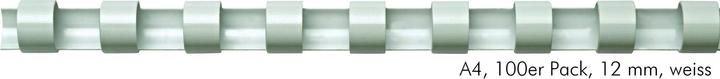 Produktbild Fellowes Plastikbinderücken A4 100 Stk. - 12,5 mm, weiss