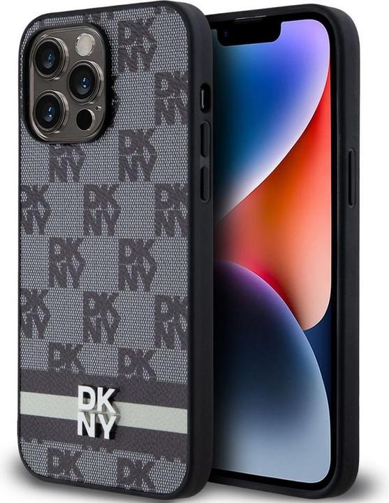 Actual product image DKNY DKHCP15XPCPTSSK iPhone 15 Pro Max 6.7" czarny/black hardcase Leather Checkered Mono Pattern & P (Apple iPhone 15 Pro Max)