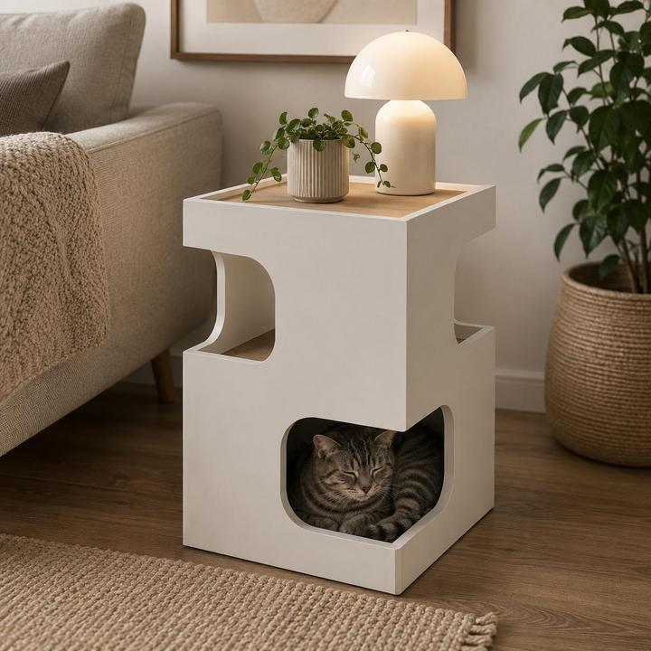 Produktbild HTI-Living Couchtisch Beistelltisch Cedrik Weiss-Artisaneiche (40 x 40 x 60.50 cm)