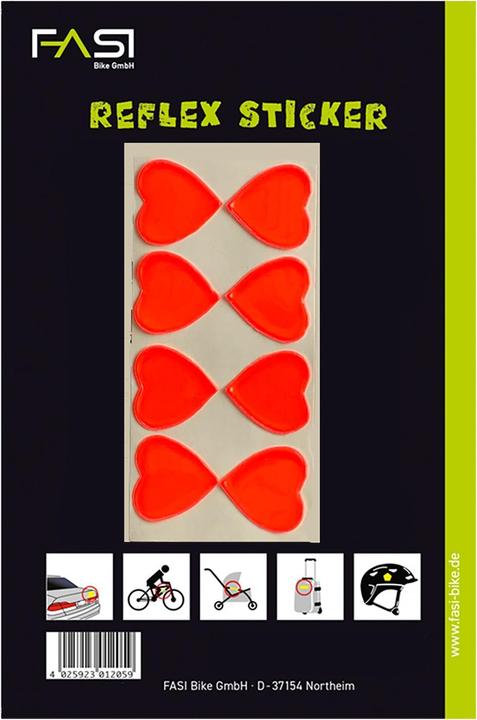 Fasi reflective hearts self-adhesive red (8 Sticker)