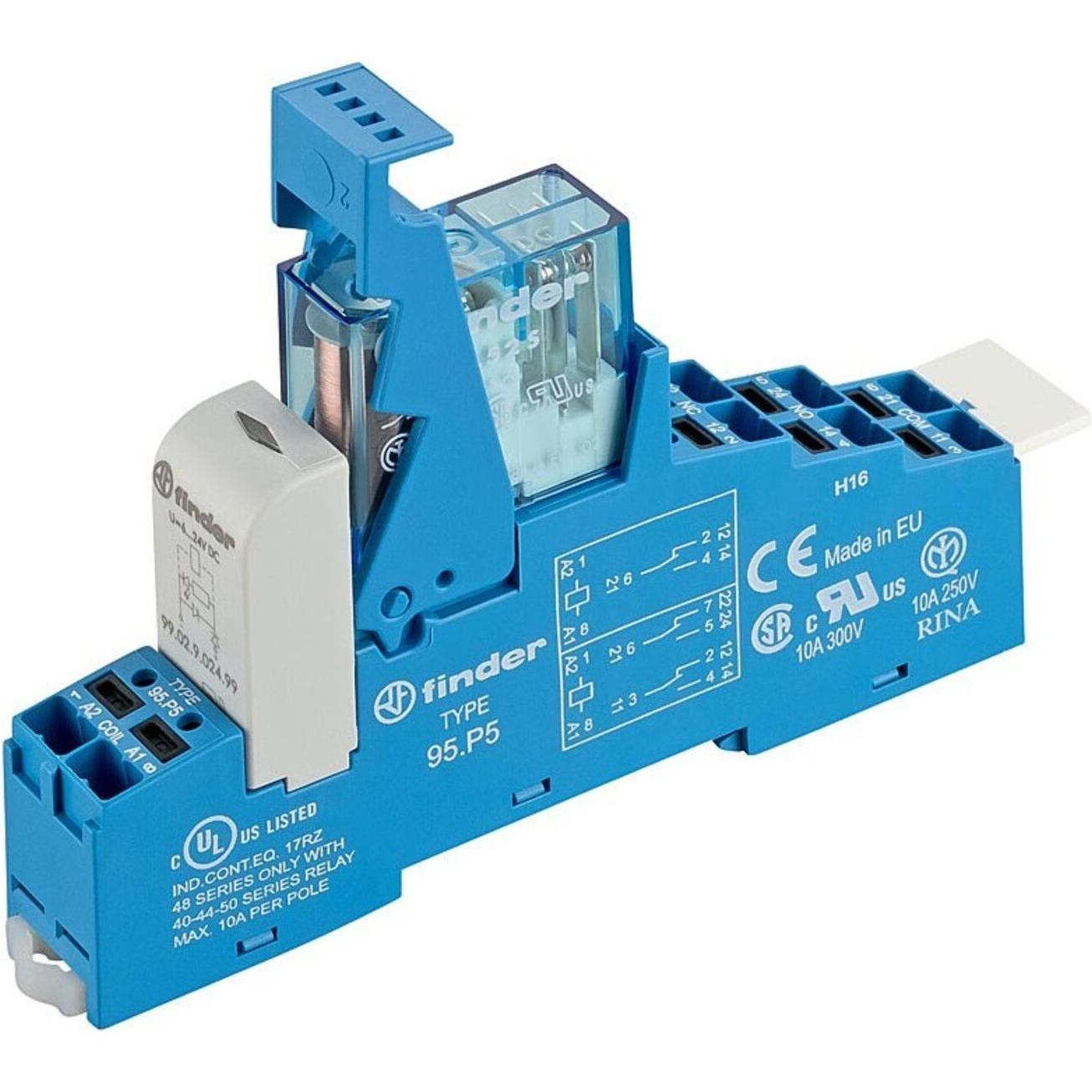 Finder Koppelrelais, Serie 48 mit Push-In-Klemmen 1 St. 48.P5.7.024.0050, Relais