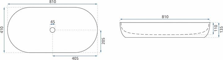 Actual product image Rea Counter-top washbasin Cleo 81 (400 mm, 800 mm)