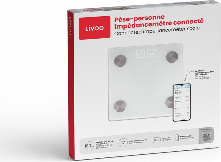 Actual product image Livoo Connected impedancemeter scale (180 kg)