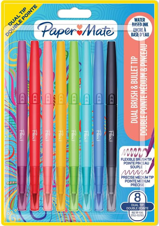 Paper Mate Brushpen Flair Dual Medium, 8 pieces, line width (8x)