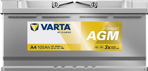 Produktbild Varta Akumulator 12V 105Ah/950A START&STOP AGM (P+ standardowy) 394x175x190 B13 (agm/rozruchowy) (12 V, 105 Ah, 950 A)