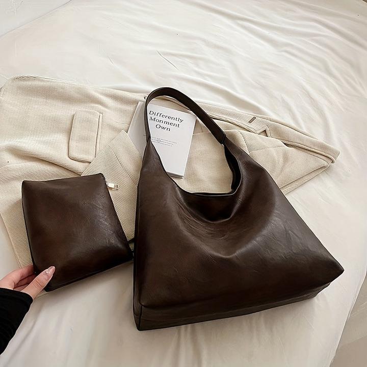 Immagine prodotto Only-Bags.Store Borsa hobo vintage a tinta unita, borsa a tracolla leggera e casual con inserto per l'uso quotidiano