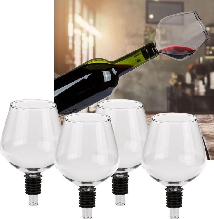 Produktbild Out of the blue 4er-Set Weinglas- Flaschenaufsatz (Weinausgiesser, Weinbelüfter)