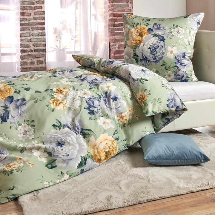 Produktbild Traumschlaf Mako-Satin Bettwäsche Rosi grün (155x220 cm + 80x80 cm)