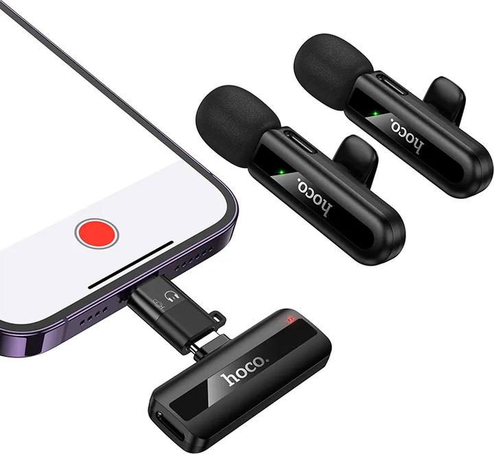 Actual product image Hoco Other Computer Accessory Wireless double microphone Lightning / USB C L20A black