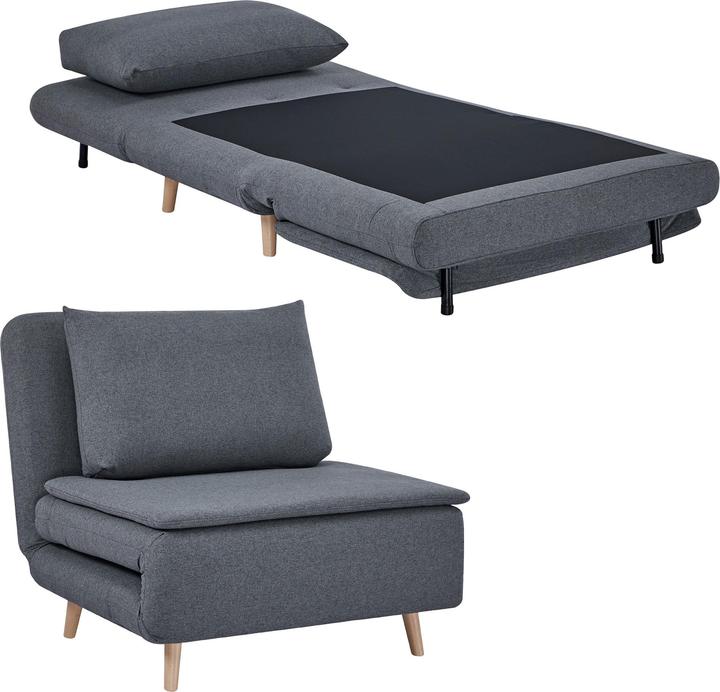 Actual product image Homcom Schlafsessel Polyester, Buchenholz Grau