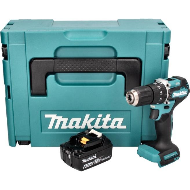 Thumbnail - Makita, Bohrmaschine + Akkuschrauber, DHP 487 T1J Akku Schlagbohrschrauber 18 V 40 Nm Brushless + 1x Akku 5,0 Ah + Makpa...