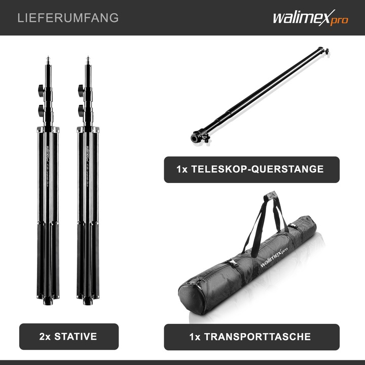 Image du produit Walimex Système de fond de télescope 1,2 - 3m (120 cm, 256 cm)