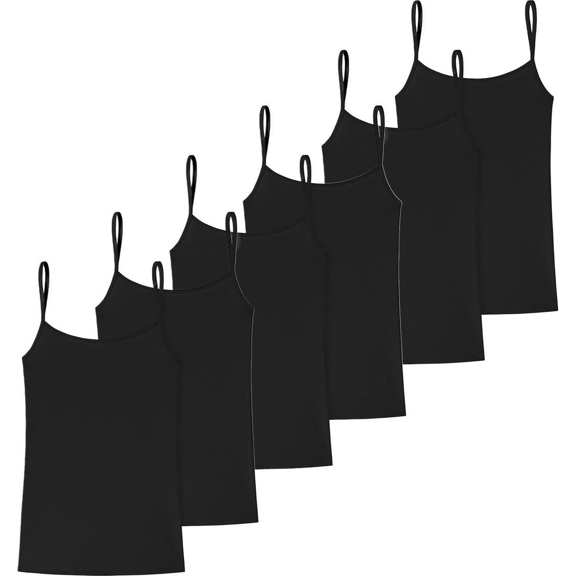 Uncover by Schiesser, Damen, Shirt, 6er Pack Cotton Spaghetti Top, Schwarz, (XL)