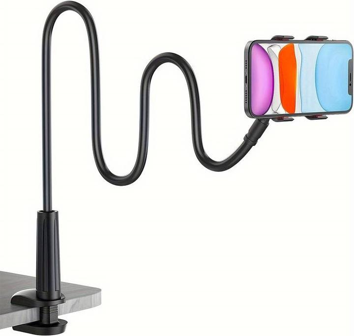 PhoneLook Flexibler und bewegbarer Handyhalter 1.3 Meter mit Universalklammer für Tischkante