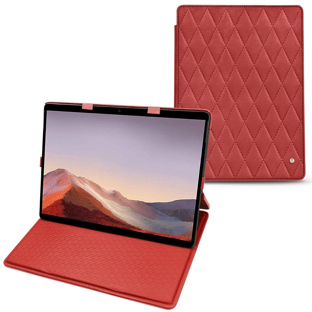Thumbnail - Noreve Lederschutzhülle vertikal (Microsoft Surface Pro X), Tablet Hülle, Rot