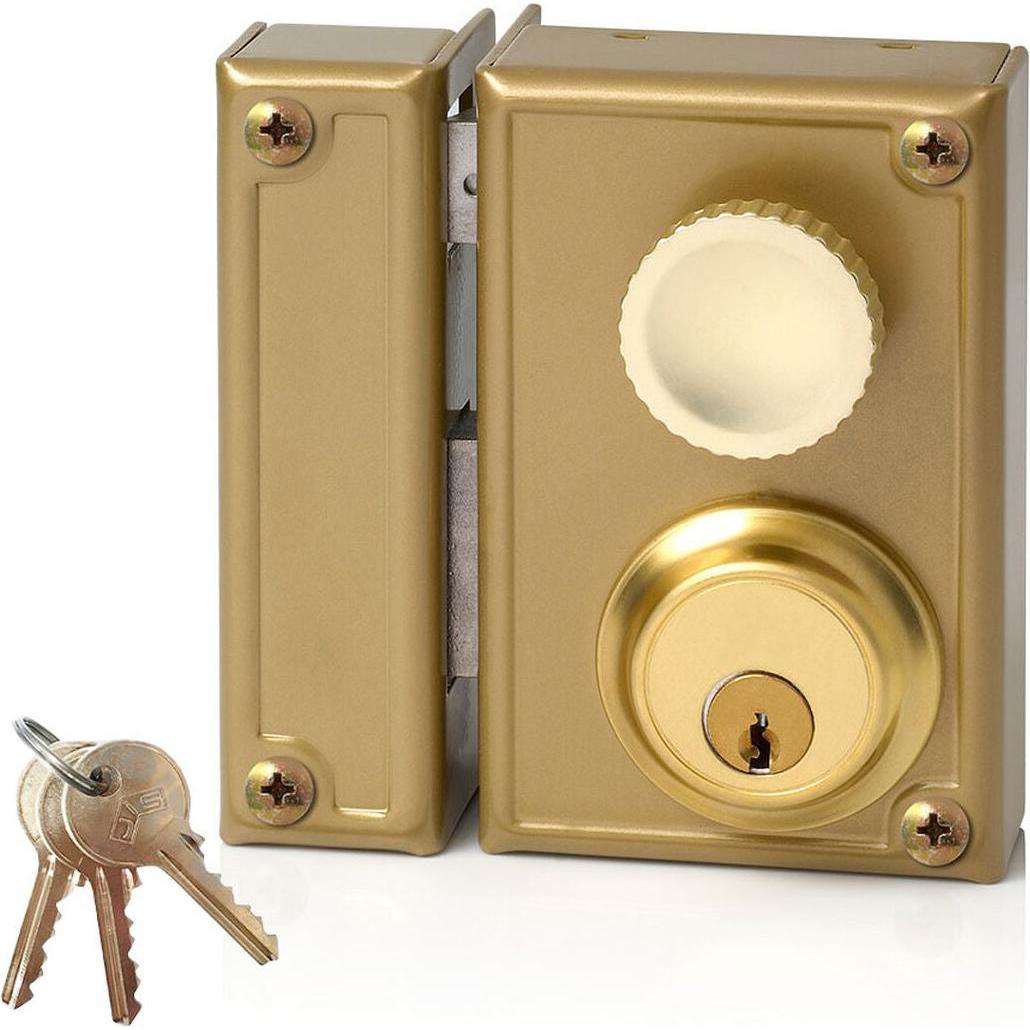 Jis, Serratura + Cilindro di chiusura, Serratura supplementare 34-7I Oro Sinistra 70 Mm Metallo Montaggio dall'alto