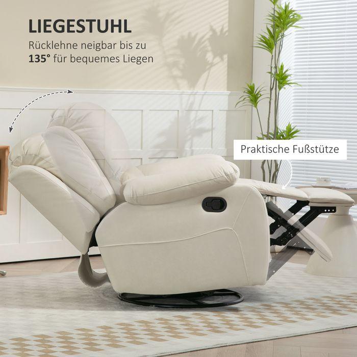 Image du produit Swisshandel24 Fauteuil TV Fonction chaise longue, repose-pieds, pivotant Système de ressorts ensachés, crème