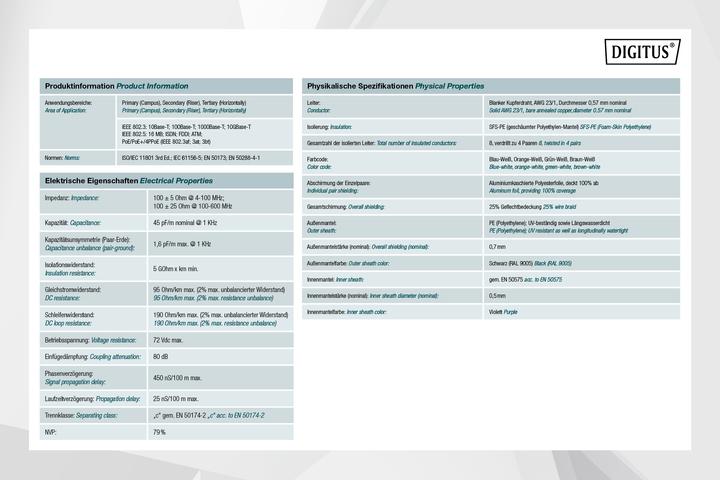 Productafbeelding Digitus Netwerkkabel CAT 7 S/FTP 4 x (S/FTP, CAT7, 100 m)
