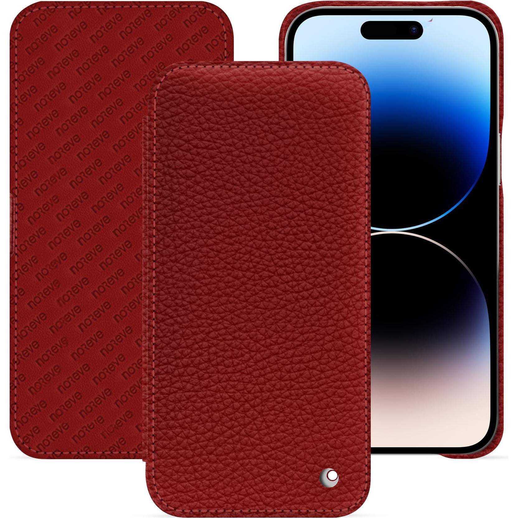 Noreve Lederschutzhülle horizontal (Apple iPhone 15 Pro Max), Smartphone Hülle, Rot