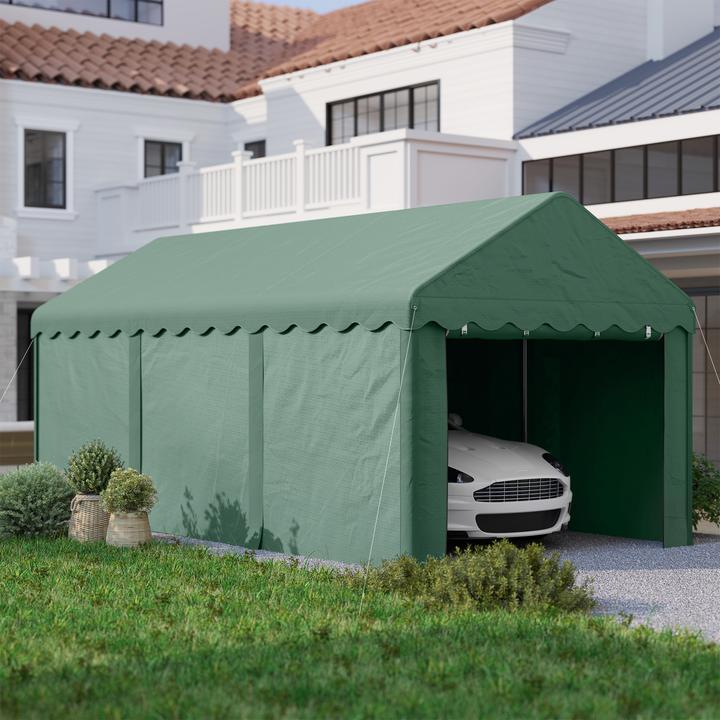 Actual product image Outsunny Carport Stahl, Polyester Grün