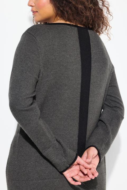 Produktbild Ulla Popken Pullover, Saumschlitze, U-Boot-Ausschnitt, Langarm (46, 48)