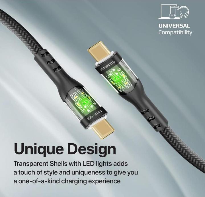 Actual product image ProMate TransLine-CC Black USB-C Cable 24K (1.20 m, USB 2.0, 60 W)