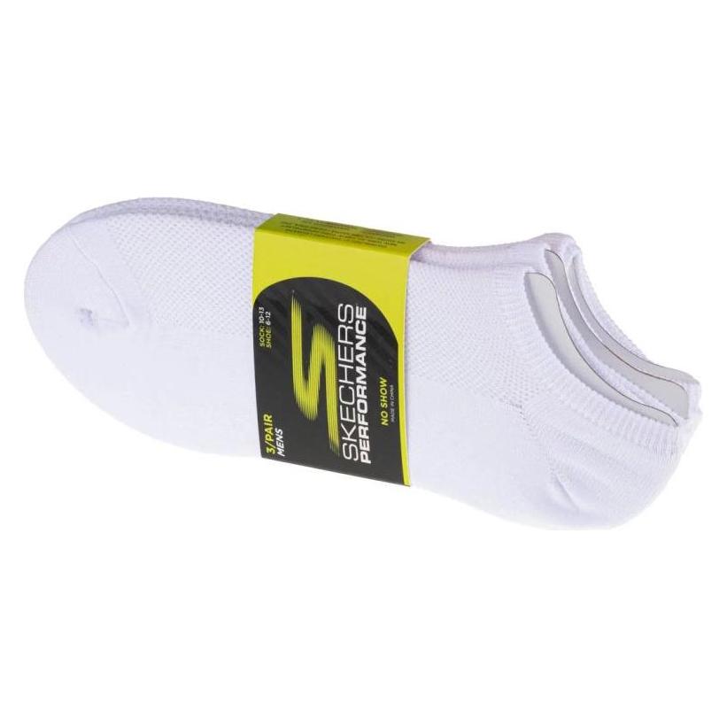 Skechers, Herren, Socken, 3er-Pack No Show Stretch-Socken, Weiss, Weiss, (3er Pack)