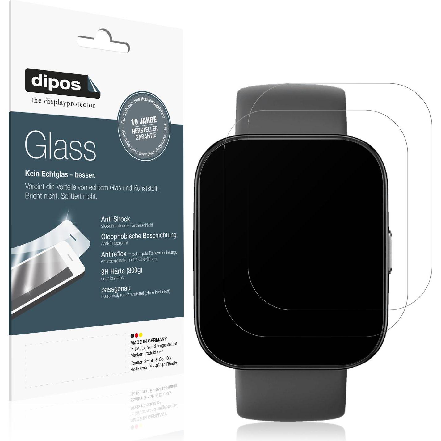 Dipos Anti-Shock Displayschutz Matt 9H, Smartwatch Schutzfolie, Transparent