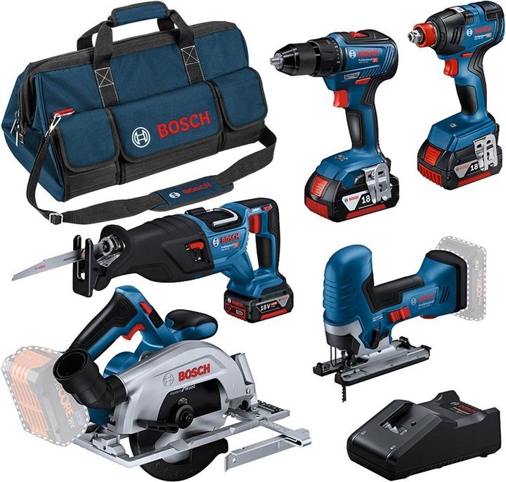 Bosch Professional Bosch Blau 0615A5003D 5 Werkzeugsatz - 5 Maschinen 18V 3 x 4.0Ah Li-Ion in Tasche
