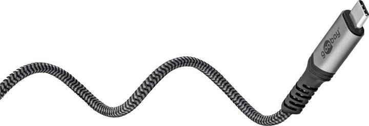 Produktbild Goobay USB-C Cable with Textile Sheath, USB4, 240 W, 40 Gbit/s, Power Delivery, 1 m, Black, Grey (1 m, USB 4.0, 240 W)