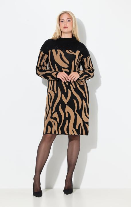 Produktbild Ulla Popken Strickkleid, Zebra, Oversized, Stehkragen, Langarm (56)
