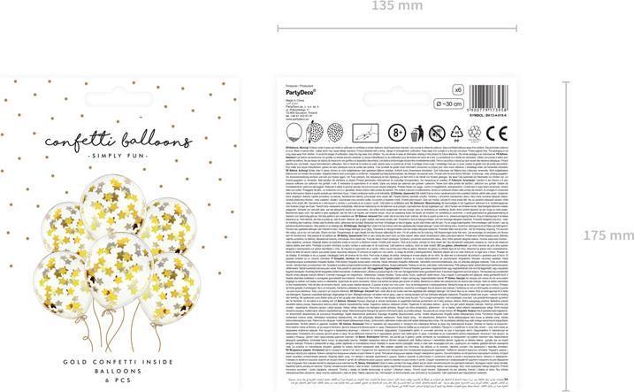 Actual product image Partydeco Star Confetti Balloons Gold (6 x)