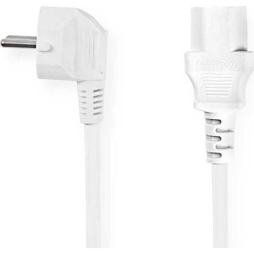 Nedis Stromkabel Schutzkontaktstecker IEC-320-C13 Abgewinkelt Gerade Vernickelt 3.00 m (3 m), Stromkabel