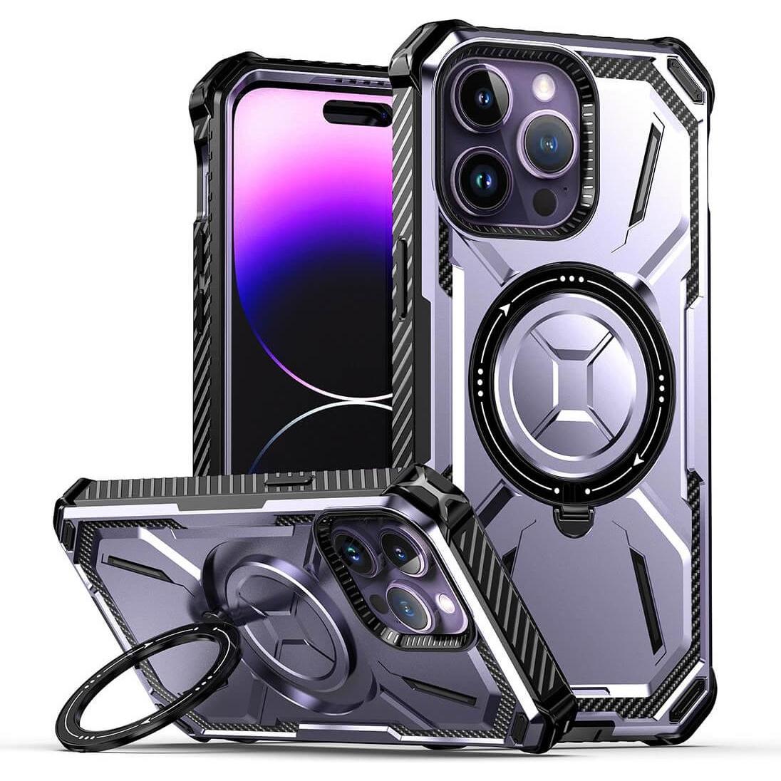 Cover-Discount iPhone 15 Pro Max - Armor Case mit Kickstand violett (Apple iPhone 15 Pro Max), Smartphone Hülle, Violett