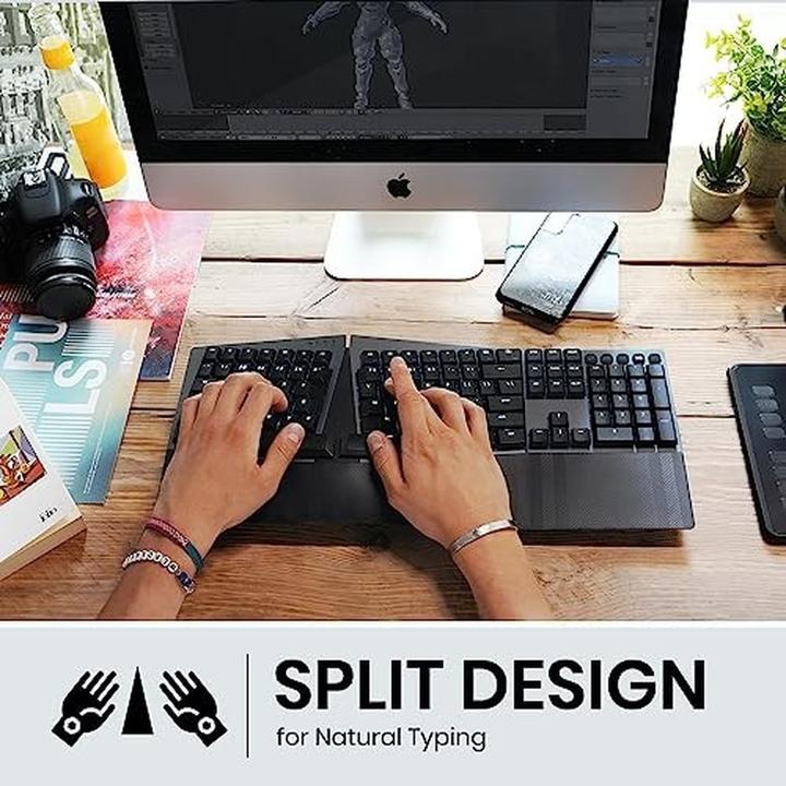 Produktbild Perixx Bluetooth Backlit Ergo Low Profile Mechanical Full-size US Tactile Keyboard (US, Kabelgebunden, Kabellos)