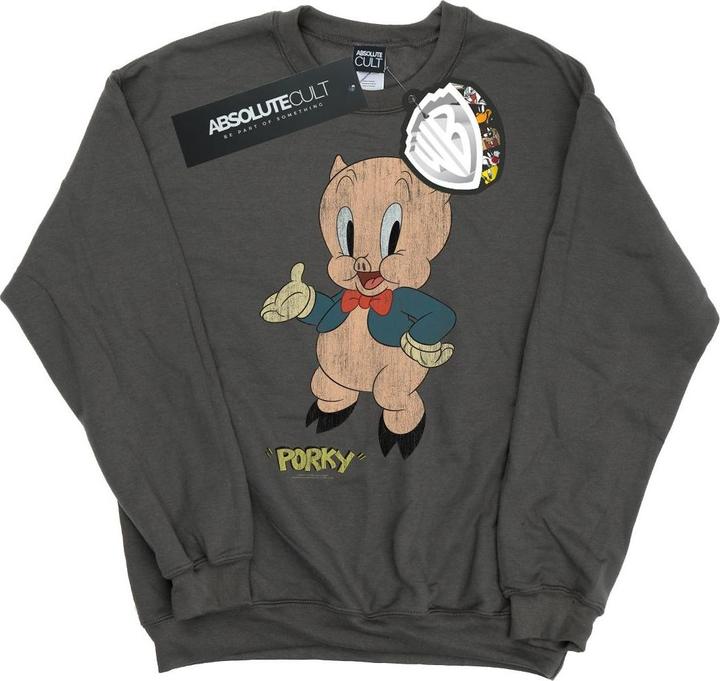 Actual product image Looney Tunes Mens Porky Pig Distressed Sweatshirt (XL)