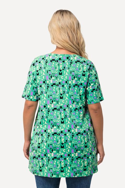Actual product image Ulla Popken Letter Print A-Line Short Sleeve Knit Tunic (46, 48)