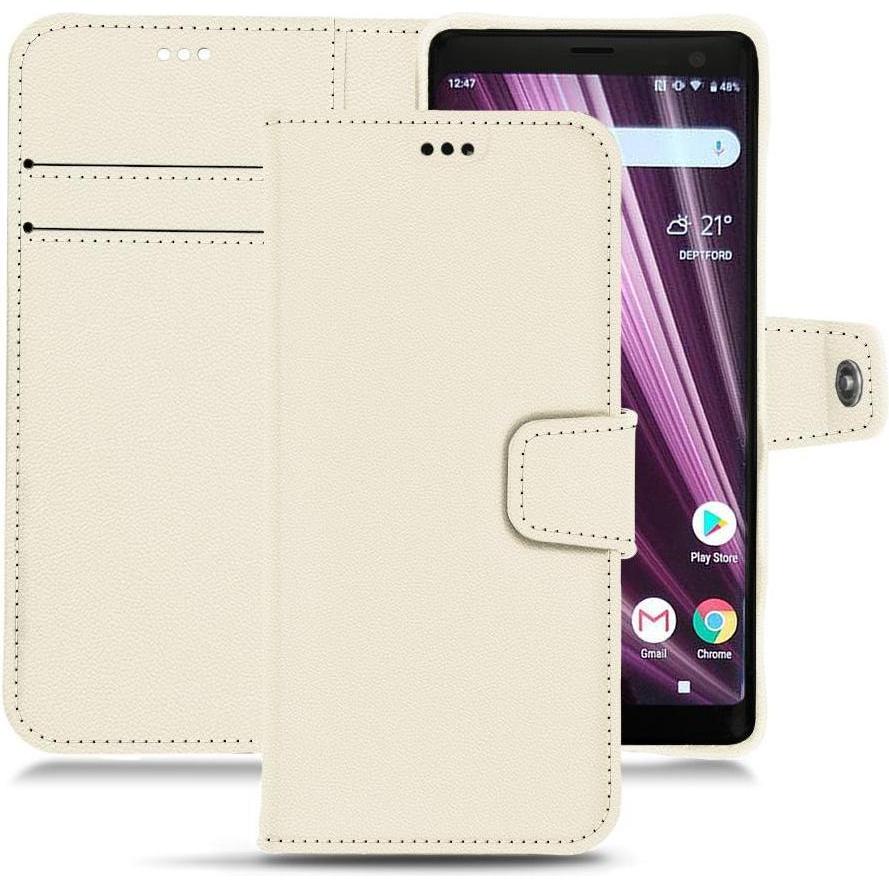 Noreve Lederschutzhülle Wallet (Sony Xperia XZ3), Smartphone Hülle, Weiss