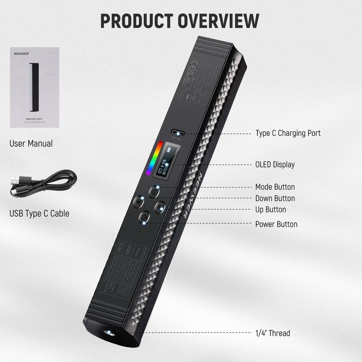 Actual product image Neewer Neweer TL21C RGB LED color photo light (Rod light)