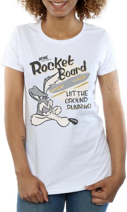 Actual product image Looney Tunes Womens/Ladies Wile E Coyote Rocket Board Cotton T-Shirt (XL)
