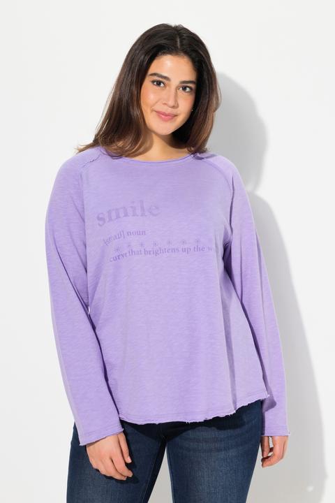 Produktbild Ulla Popken Shirt, Flock-Schriftmotiv, A-Linie, Rundhals, Langarm (50, 52)