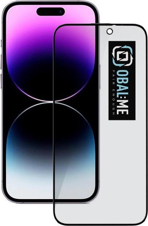 Actual product image Obal:Me Privacy 5D Glass Screen Protector for Apple iPhone 14 Pro Black (1 Piece, Apple iPhone 14 Pro)