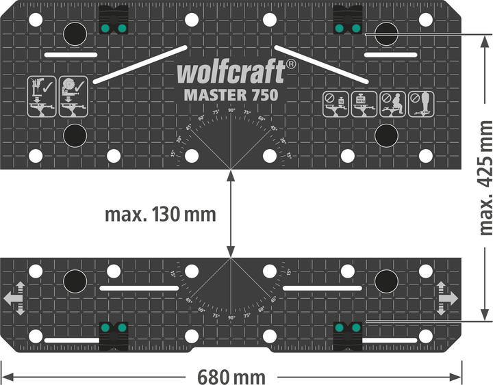 Actual product image wolfcraft 1 MASTER 750 ERGO clamping table (68 cm, 70 cm)