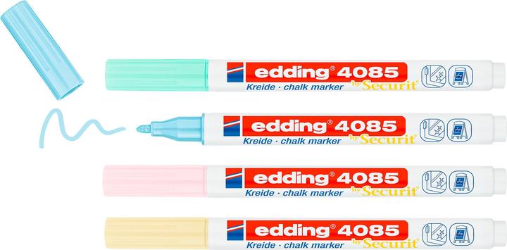 Image du produit Edding Marqueur craie 4085 pastel (Bleu pastel, Rose pastel, Vert pastel, Jaune pastel, 2 mm, 4 x)