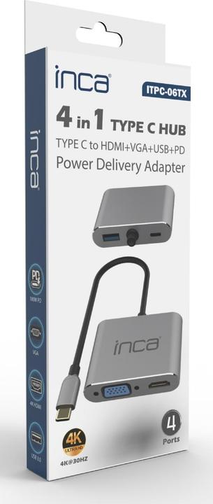 Produktbild Inca Adapter ITPC-06TX USB-C 4-in-1 (HDMI, USB 3.0, USB Typ-C, VGA)